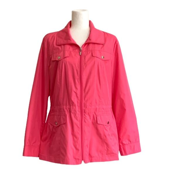 Studio Works Jacket Windbreaker Pink Zipper Front Lightweight Jacket Size Large - Picture 1 of 13